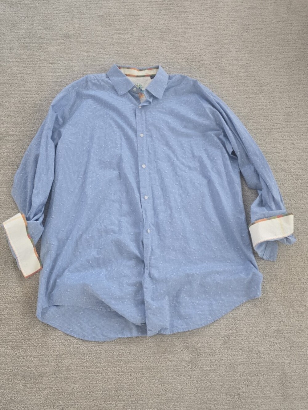 Robert Graham Light Blue Men's Button-Down Shirt Cotton Silk Tall